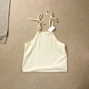 White/cream textured Madewell Tie Tank Top